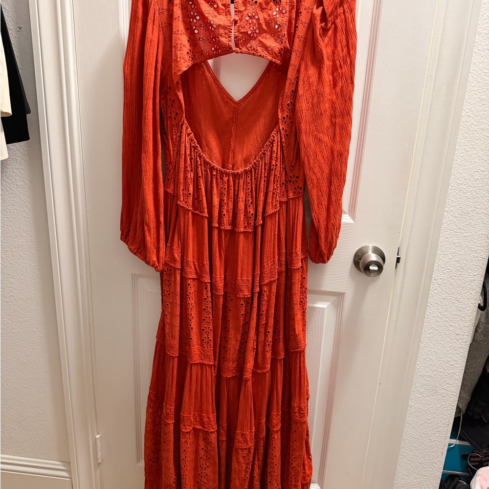 Free People Vibrant Orange Backless Dress